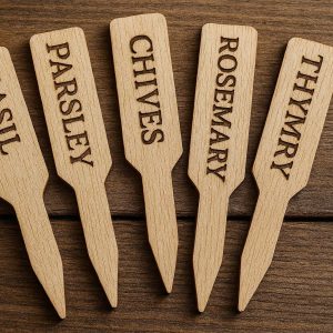 Wooden Plant Labels with Engraved Surface
